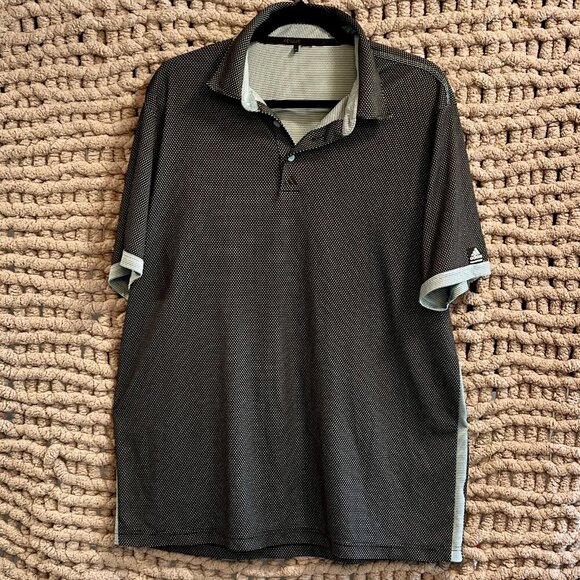Adidas Dark Grey Polka Dot Golf Polo Shirt - Size Large - Picture 3 of 11
